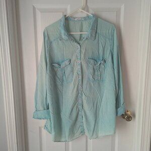 Maurices light teal button down - 3X